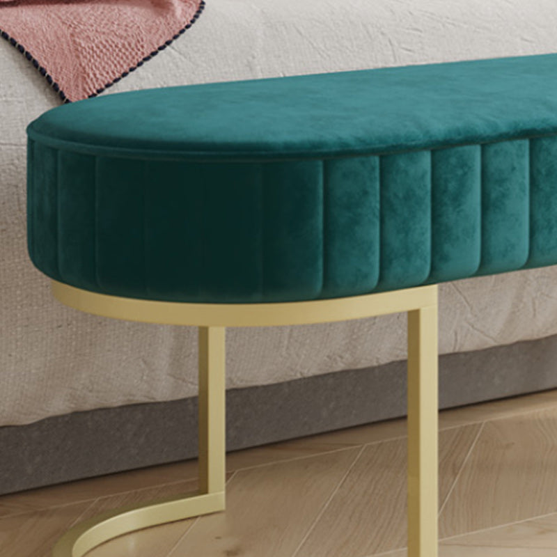 Modern Velvet Foam Bench Oval Solid Color Bench with Legs for Bedroom Clearhalo 'Benches' 'Chairs & Seating' 'furn' 'furn_benches' 'Furniture' 'Living Room Furniture' 6232771