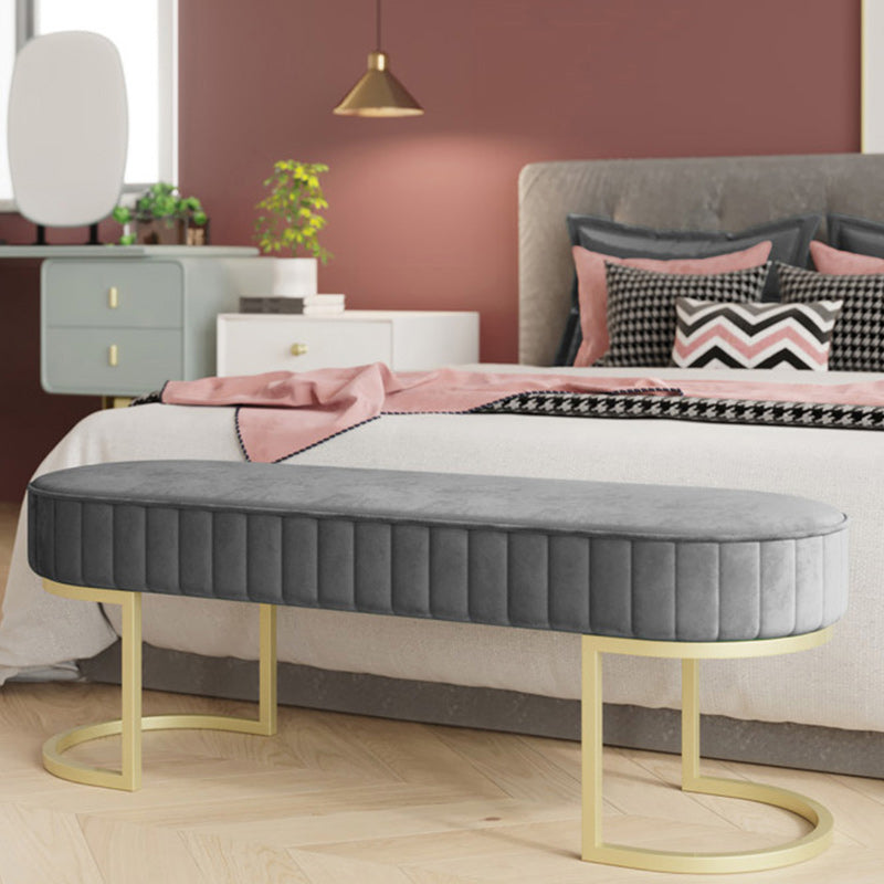 Modern Velvet Foam Bench Oval Solid Color Bench with Legs for Bedroom Clearhalo 'Benches' 'Chairs & Seating' 'furn' 'furn_benches' 'Furniture' 'Living Room Furniture' 6232775
