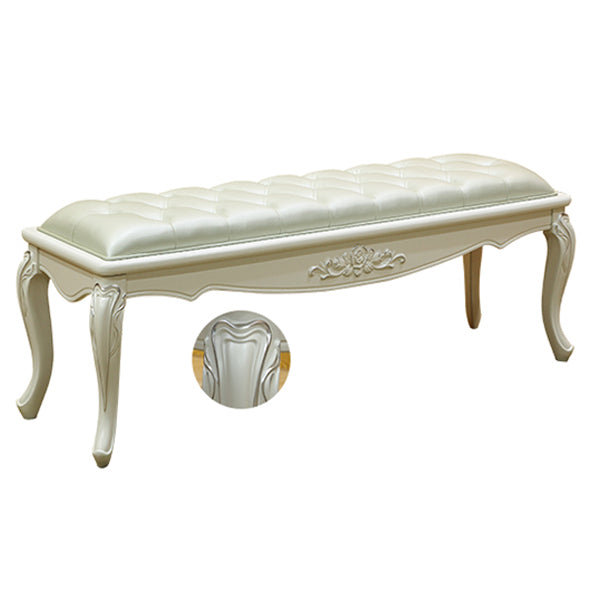 Rectangle Seating Bench Cushioned Upholstered Entryway and Bedroom Bench 47"L x 18"W x 19"H White Clearhalo 'Benches' 'Chairs & Seating' 'furn' 'furn_benches' 'Furniture' 'Living Room Furniture' 6232780