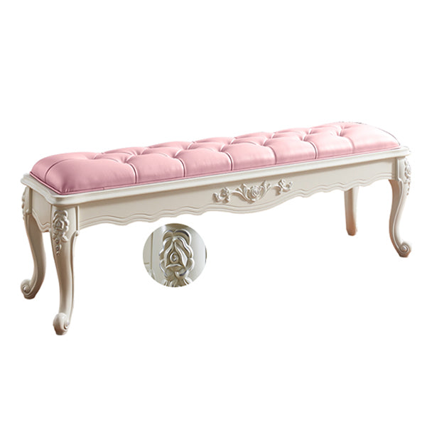 Rectangle Seating Bench Cushioned Upholstered Entryway and Bedroom Bench 59.1"L x 15.7"W x 18.9"H Pink Clearhalo 'Benches' 'Chairs & Seating' 'furn' 'furn_benches' 'Furniture' 'Living Room Furniture' 6232787