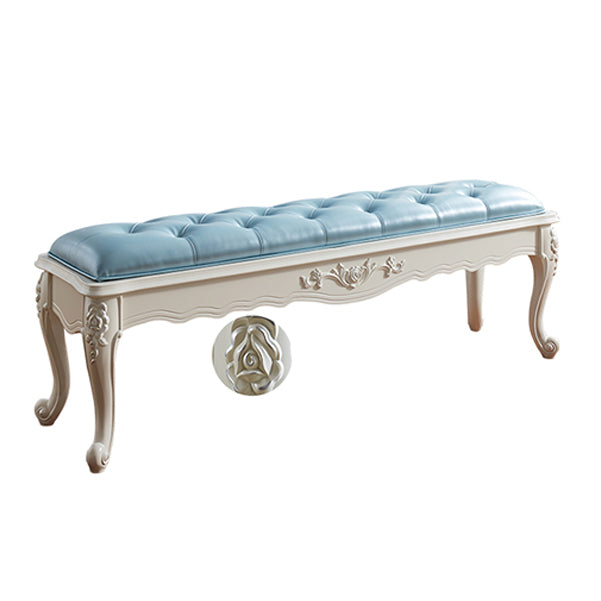 Rectangle Seating Bench Cushioned Upholstered Entryway and Bedroom Bench 59.1"L x 15.7"W x 18.9"H Blue Clearhalo 'Benches' 'Chairs & Seating' 'furn' 'furn_benches' 'Furniture' 'Living Room Furniture' 6232789