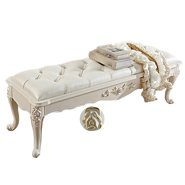 Rectangle Seating Bench Cushioned Upholstered Entryway and Bedroom Bench 59.1"L x 15.7"W x 18.9"H Gloss White Clearhalo 'Benches' 'Chairs & Seating' 'furn' 'furn_benches' 'Furniture' 'Living Room Furniture' 6232796