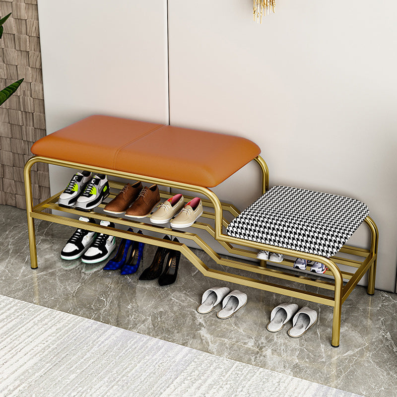17" H Modern Metal Seating Bench Cushioned Entryway Bench with Legs 39"L x 13"W x 18"H Gold Clearhalo 'Benches' 'Chairs & Seating' 'furn' 'furn_benches' 'Furniture' 'Living Room Furniture' 6232803