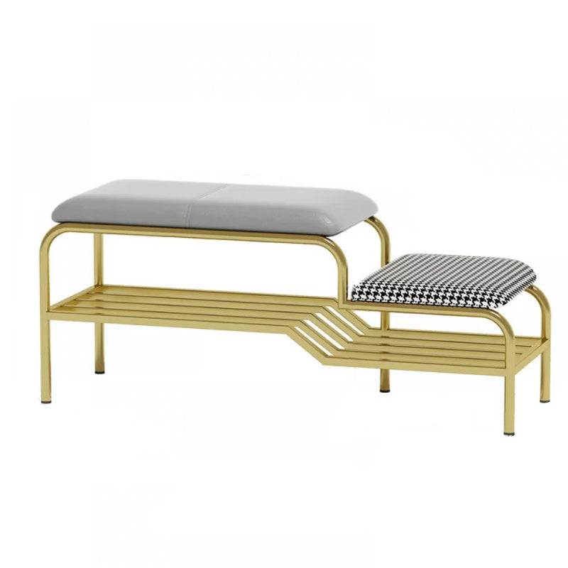 17" H Modern Metal Seating Bench Cushioned Entryway Bench with Legs Grey Clearhalo 'Benches' 'Chairs & Seating' 'furn' 'furn_benches' 'Furniture' 'Living Room Furniture' 6232804