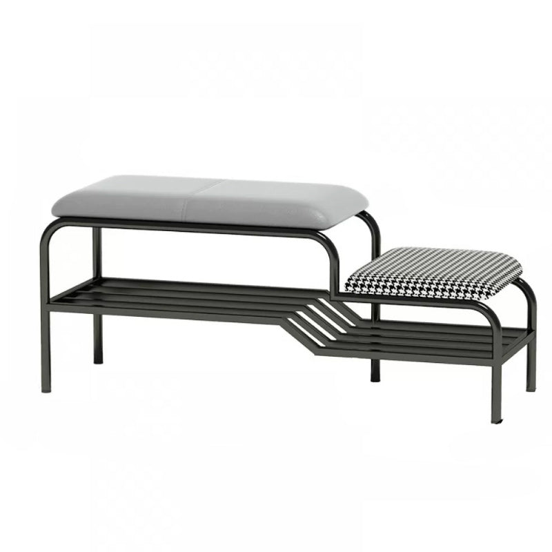 17" H Modern Metal Seating Bench Cushioned Entryway Bench with Legs Dark Gray Clearhalo 'Benches' 'Chairs & Seating' 'furn' 'furn_benches' 'Furniture' 'Living Room Furniture' 6232805