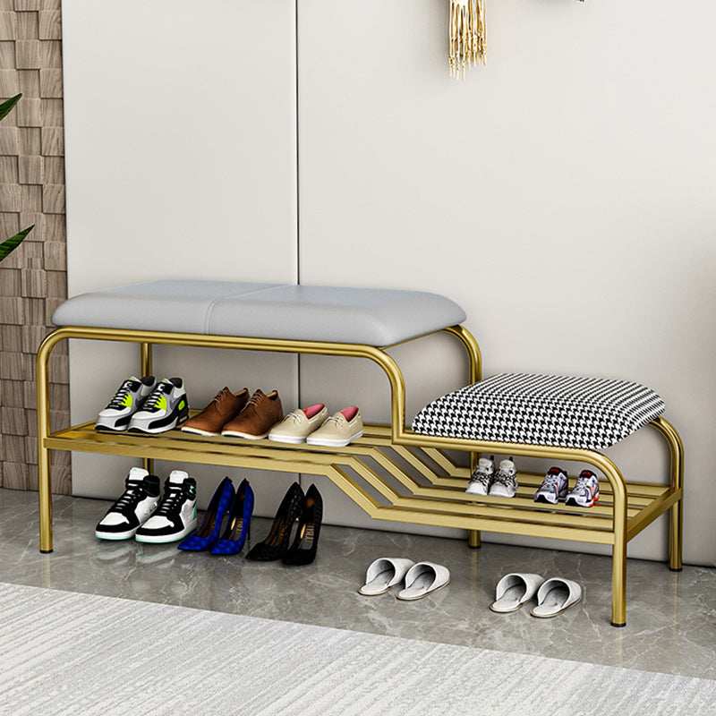 17" H Modern Metal Seating Bench Cushioned Entryway Bench with Legs 39"L x 13"W x 18"H Grey Clearhalo 'Benches' 'Chairs & Seating' 'furn' 'furn_benches' 'Furniture' 'Living Room Furniture' 6232806