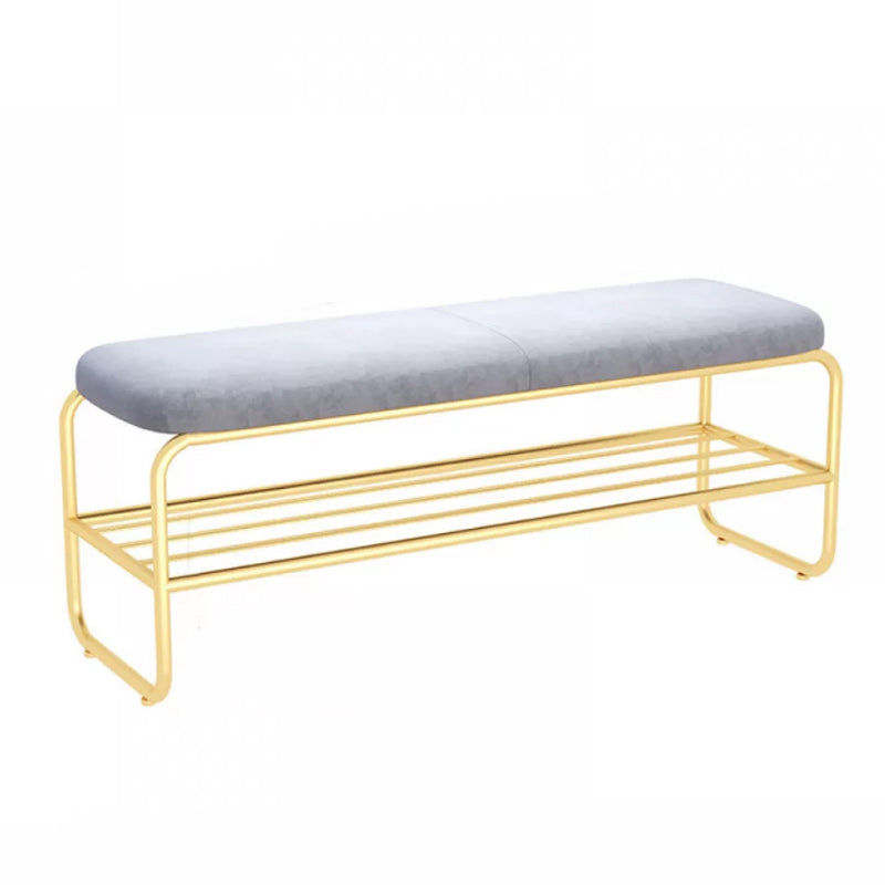 17" H Modern Metal Seating Bench Cushioned Entryway Bench with Legs 24"L x 13"W x 18"H Light Gray Clearhalo 'Benches' 'Chairs & Seating' 'furn' 'furn_benches' 'Furniture' 'Living Room Furniture' 6232808