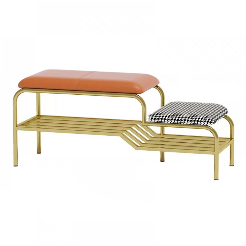 17" H Modern Metal Seating Bench Cushioned Entryway Bench with Legs Gold Clearhalo 'Benches' 'Chairs & Seating' 'furn' 'furn_benches' 'Furniture' 'Living Room Furniture' 6232809