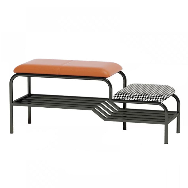 17" H Modern Metal Seating Bench Cushioned Entryway Bench with Legs Orange Clearhalo 'Benches' 'Chairs & Seating' 'furn' 'furn_benches' 'Furniture' 'Living Room Furniture' 6232811
