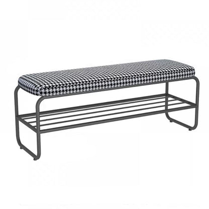 17" H Modern Metal Seating Bench Cushioned Entryway Bench with Legs 24"L x 13"W x 18"H Black Houndstooth Clearhalo 'Benches' 'Chairs & Seating' 'furn' 'furn_benches' 'Furniture' 'Living Room Furniture' 6232813