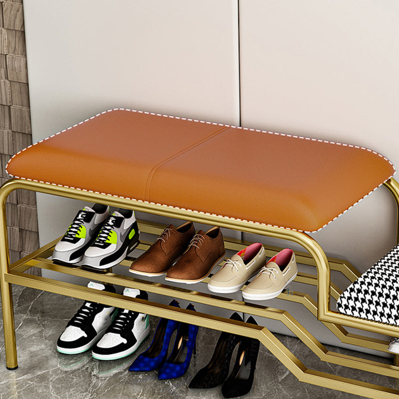 17" H Modern Metal Seating Bench Cushioned Entryway Bench with Legs Clearhalo 'Benches' 'Chairs & Seating' 'furn' 'furn_benches' 'Furniture' 'Living Room Furniture' 6232814