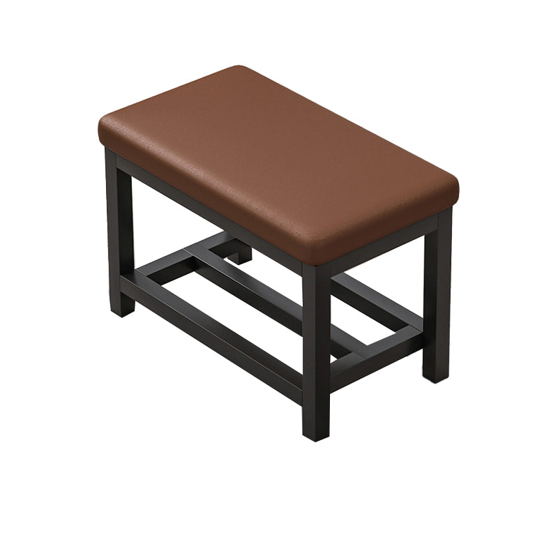 Contemporary Upholstered Bench Rectangle 14"Wide Bench with Shelves 24"L x 14"W x 20"H Brown Clearhalo 'Benches' 'Chairs & Seating' 'furn' 'furn_benches' 'Furniture' 'Living Room Furniture' 6232830