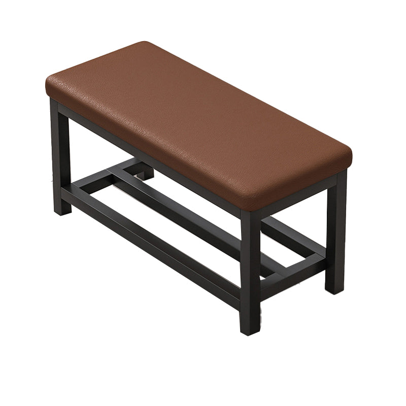 Contemporary Upholstered Bench Rectangle 14"Wide Bench with Shelves 31.5"L x 14"W x 20"H Brown Clearhalo 'Benches' 'Chairs & Seating' 'furn' 'furn_benches' 'Furniture' 'Living Room Furniture' 6232832