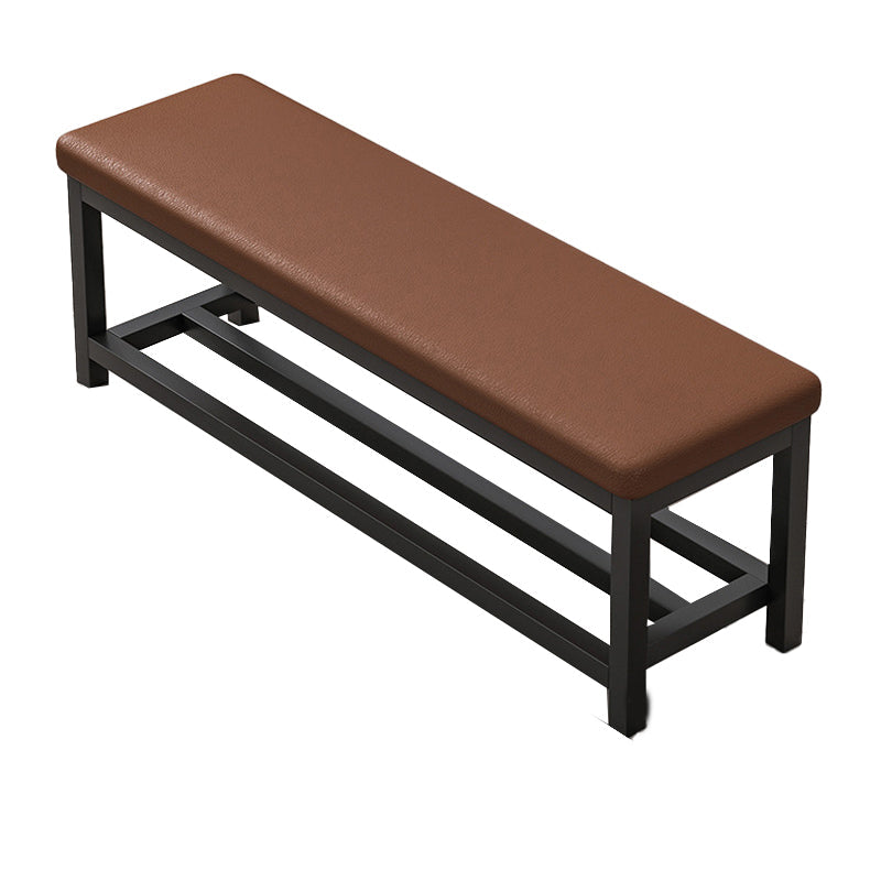 Contemporary Upholstered Bench Rectangle 14"Wide Bench with Shelves 47"L x 14"W x 20"H Brown Clearhalo 'Benches' 'Chairs & Seating' 'furn' 'furn_benches' 'Furniture' 'Living Room Furniture' 6232837