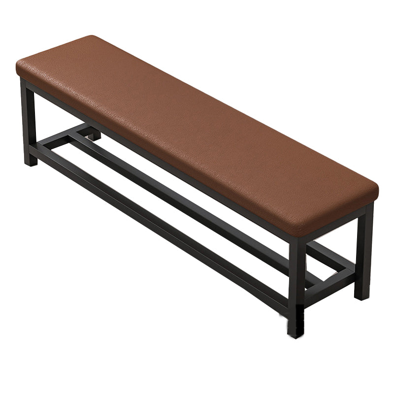 Contemporary Upholstered Bench Rectangle 14"Wide Bench with Shelves 55"L x 14"W x 20"H Brown Clearhalo 'Benches' 'Chairs & Seating' 'furn' 'furn_benches' 'Furniture' 'Living Room Furniture' 6232839