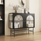 Industrial Curio Cabinet Metal Glass Doors Storage Cabinet for Living Room