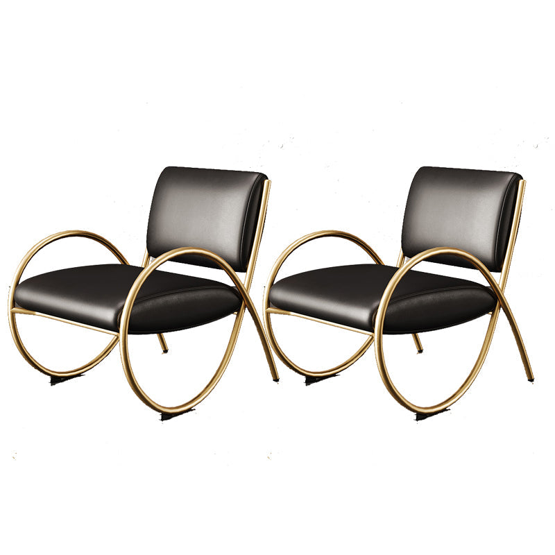 Upholstered Lounge Chair Arms Included Chair with Gold Tone Legs Black Leather 2 Piece Set Clearhalo 'Accent Chairs' 'accent_chairs' 'Chairs & Seating' 'furn' 'furn_accent_chairs' 'Furniture' 'Living Room Furniture' 6235456