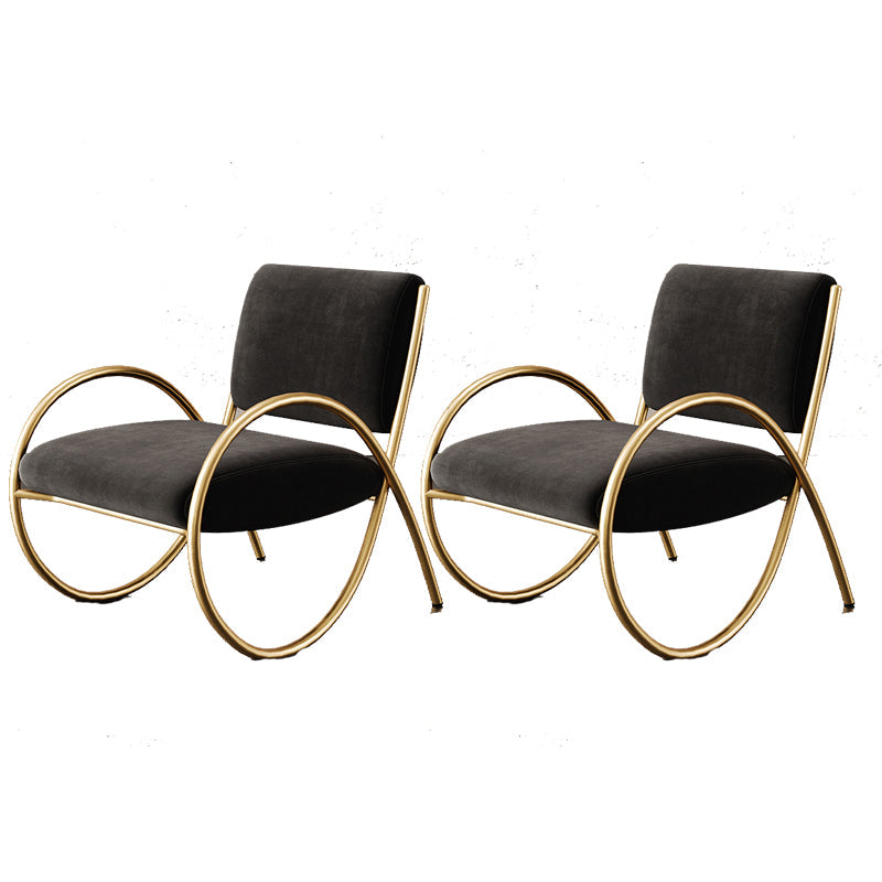Upholstered Lounge Chair Arms Included Chair with Gold Tone Legs Black Flannel 2 Piece Set Clearhalo 'Accent Chairs' 'accent_chairs' 'Chairs & Seating' 'furn' 'furn_accent_chairs' 'Furniture' 'Living Room Furniture' 6235458