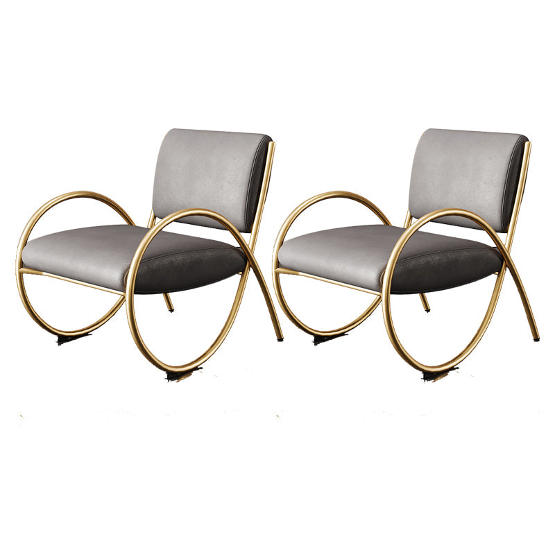 Upholstered Lounge Chair Arms Included Chair with Gold Tone Legs Grey Leather 2 Piece Set Clearhalo 'Accent Chairs' 'accent_chairs' 'Chairs & Seating' 'furn' 'furn_accent_chairs' 'Furniture' 'Living Room Furniture' 6235460
