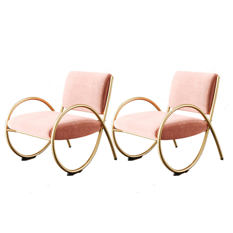 Upholstered Lounge Chair Arms Included Chair with Gold Tone Legs Pink Flannel 2 Piece Set Clearhalo 'Accent Chairs' 'accent_chairs' 'Chairs & Seating' 'furn' 'furn_accent_chairs' 'Furniture' 'Living Room Furniture' 6235464