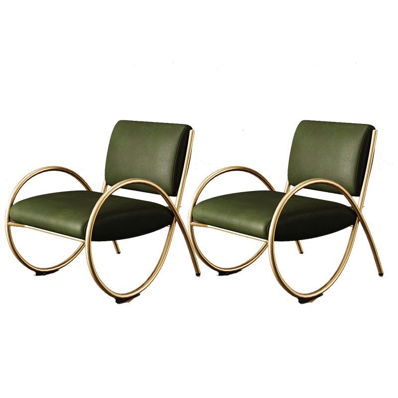 Upholstered Lounge Chair Arms Included Chair with Gold Tone Legs Green Leather 2 Piece Set Clearhalo 'Accent Chairs' 'accent_chairs' 'Chairs & Seating' 'furn' 'furn_accent_chairs' 'Furniture' 'Living Room Furniture' 6235469