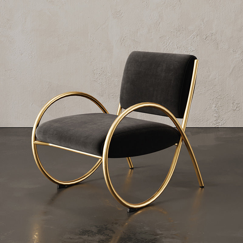 Upholstered Lounge Chair Arms Included Chair with Gold Tone Legs Black Flannel 1 Piece Clearhalo 'Accent Chairs' 'accent_chairs' 'Chairs & Seating' 'furn' 'furn_accent_chairs' 'Furniture' 'Living Room Furniture' 6235474