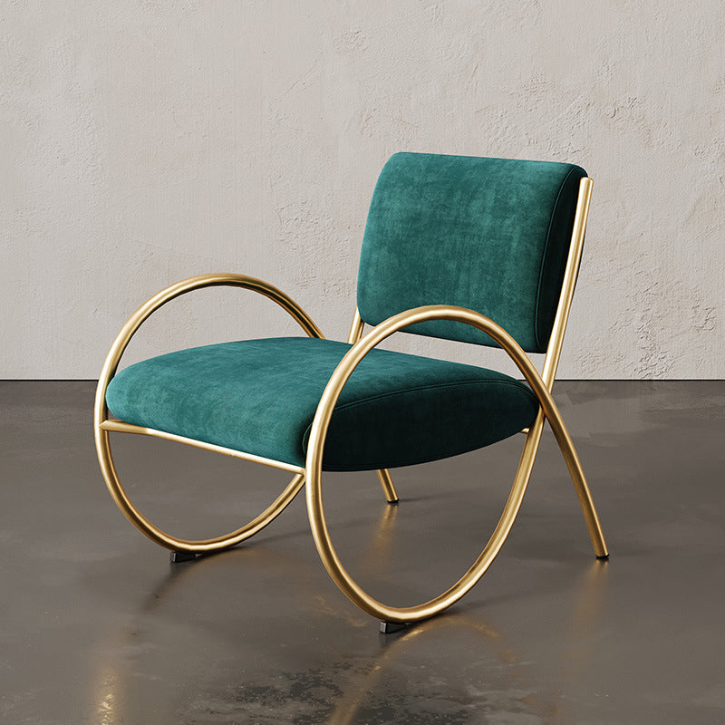 Upholstered Lounge Chair Arms Included Chair with Gold Tone Legs Green Flannel 1 Piece Clearhalo 'Accent Chairs' 'accent_chairs' 'Chairs & Seating' 'furn' 'furn_accent_chairs' 'Furniture' 'Living Room Furniture' 6235478