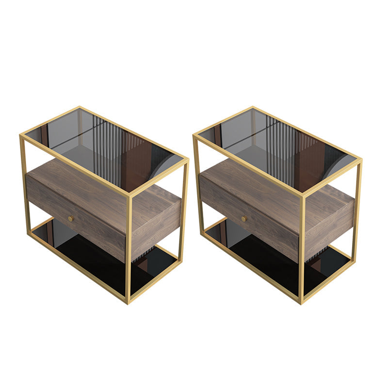 Tavolo laterale superiore rettangolare di vetro rettangolare da 21,65 "Tavolo da telaio in acciaio inossidabile con conservazione