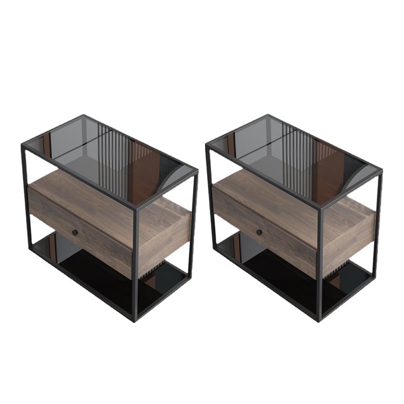 Tavolo laterale superiore rettangolare di vetro rettangolare da 21,65 "Tavolo da telaio in acciaio inossidabile con conservazione