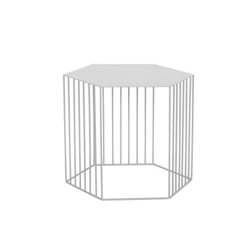 Hexagon Top Side Table Mid-Century Modern Ironcraft Frame End Table 18"L x 18"W x 15"H White 1 Clearhalo 'Coffee & Accent Tables' 'End & Side Tables' 'end_side_tables' 'furn' 'furn_end_side_tables' 'Furniture' 'Living Room Furniture' 6235524