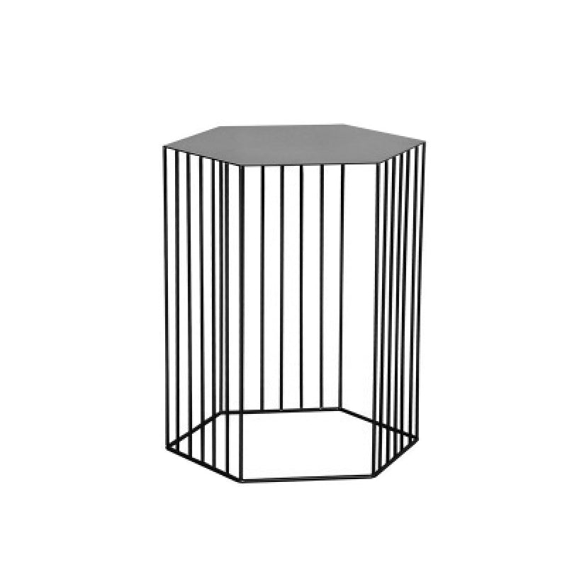 Hexagon Top Side Table Mid-Century Modern Ironcraft Frame End Table 15"L x 15"W x 18"H Black 1 Clearhalo 'Coffee & Accent Tables' 'End & Side Tables' 'end_side_tables' 'furn' 'furn_end_side_tables' 'Furniture' 'Living Room Furniture' 6235539