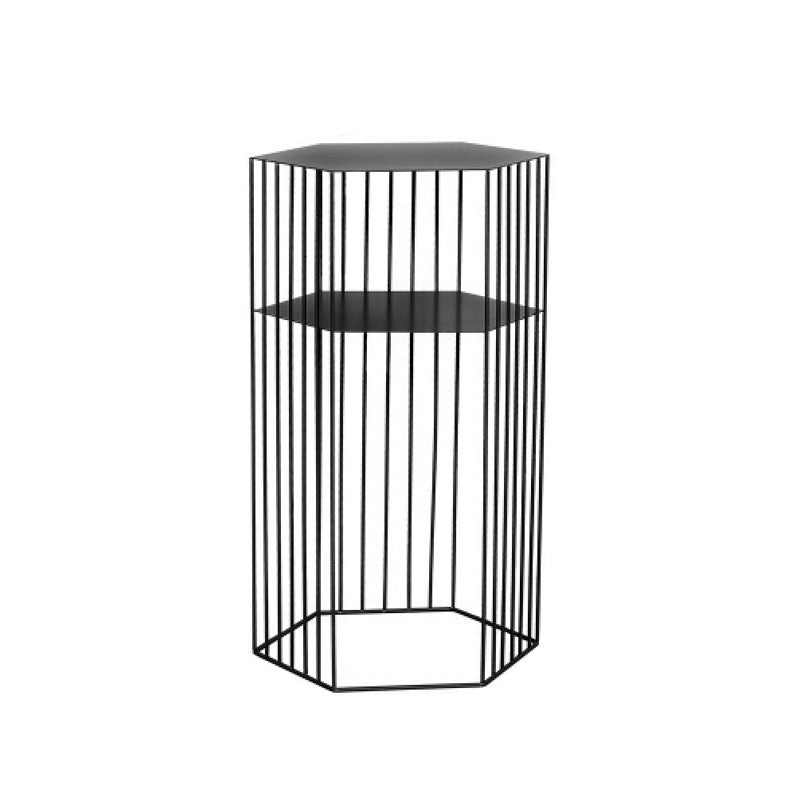 Hexagon Top Side Table Mid-Century Modern Ironcraft Frame End Table 15"L x 15"W x 26"H Black 1 Clearhalo 'Coffee & Accent Tables' 'End & Side Tables' 'end_side_tables' 'furn' 'furn_end_side_tables' 'Furniture' 'Living Room Furniture' 6235544
