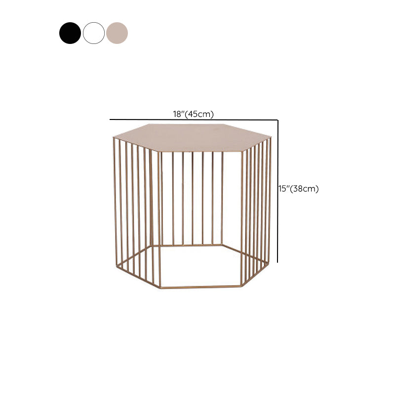 Hexagon Top Side Table Mid-Century Modern Ironcraft Frame End Table Clearhalo 'Coffee & Accent Tables' 'End & Side Tables' 'end_side_tables' 'furn' 'furn_end_side_tables' 'Furniture' 'Living Room Furniture' 6235547