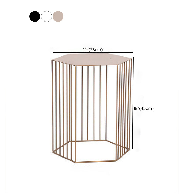 Hexagon Top Side Table Mid-Century Modern Ironcraft Frame End Table Clearhalo 'Coffee & Accent Tables' 'End & Side Tables' 'end_side_tables' 'furn' 'furn_end_side_tables' 'Furniture' 'Living Room Furniture' 6235548