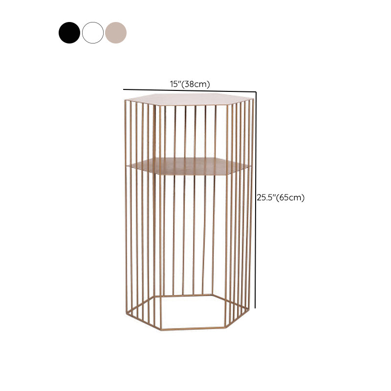 Hexagon Top Side Table Mid-Century Modern Ironcraft Frame End Table Clearhalo 'Coffee & Accent Tables' 'End & Side Tables' 'end_side_tables' 'furn' 'furn_end_side_tables' 'Furniture' 'Living Room Furniture' 6235549