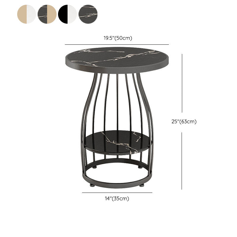 Contemporary Metal Frame End Table 24.8" Tall Slate Top Side Table Clearhalo 'Coffee & Accent Tables' 'End & Side Tables' 'end_side_tables' 'furn' 'furn_end_side_tables' 'Furniture' 'Living Room Furniture' 6235629