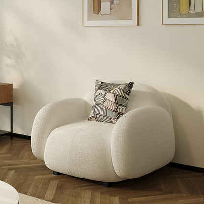 Contemporary 29.52" H White Wool Square Arm Sofa for Living Room