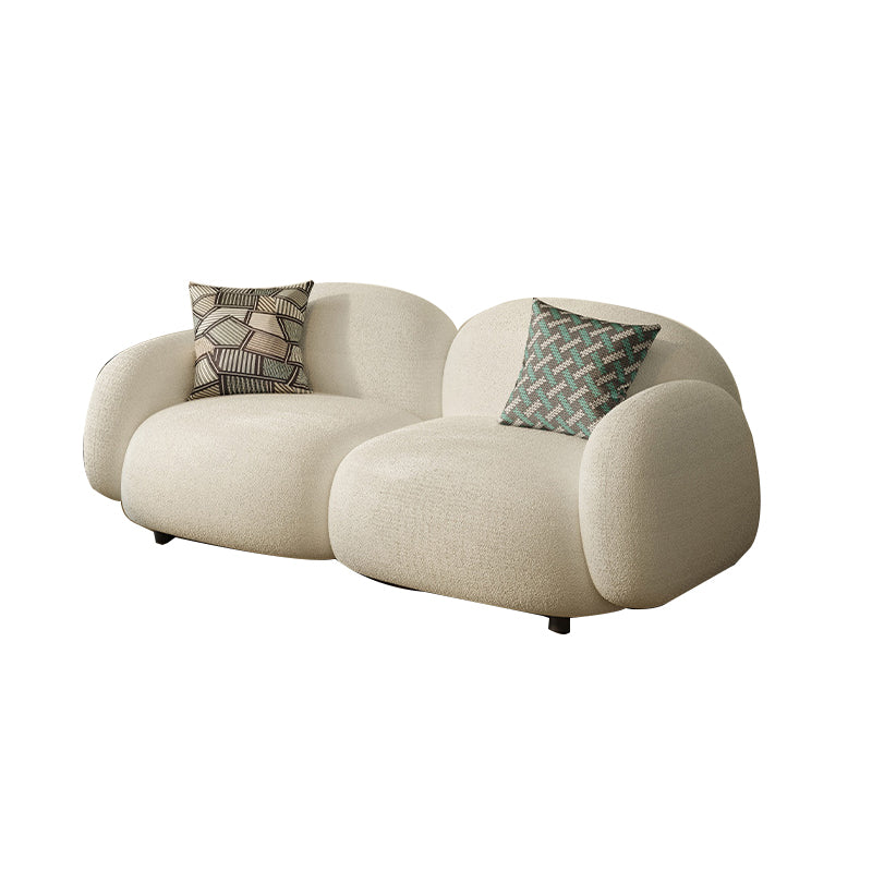 Contemporary 29.52" H White Wool Square Arm Sofa for Living Room