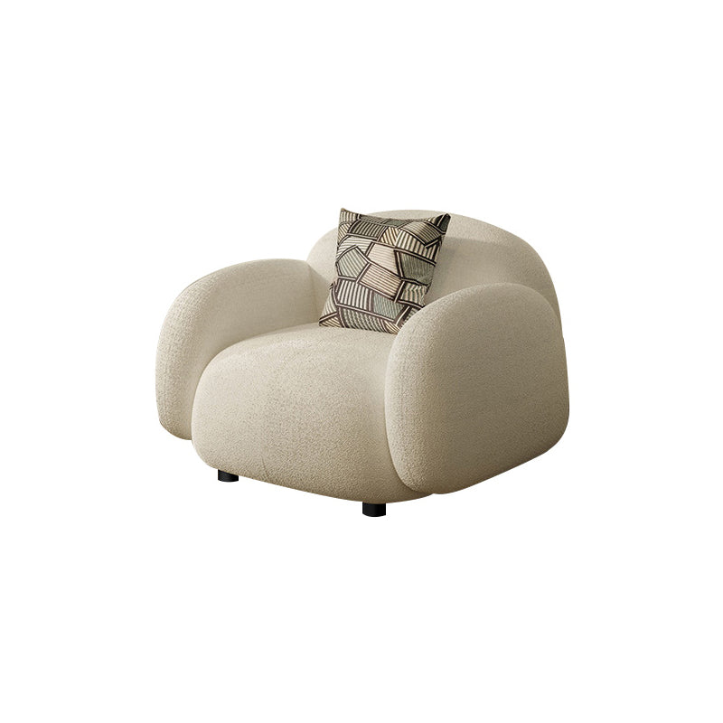 Contemporary 29.52" H White Wool Square Arm Sofa for Living Room