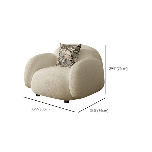 Contemporary 29.52" H White Wool Square Arm Sofa for Living Room