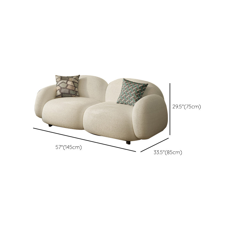 Contemporary 29.52" H White Wool Square Arm Sofa for Living Room