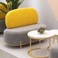 Divano grigio contemporaneo con cornice dorata e divano standard senza braccio