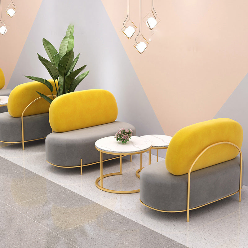 Contemporary Grey Sofa with Golden Frame and Armless Standard Sofa