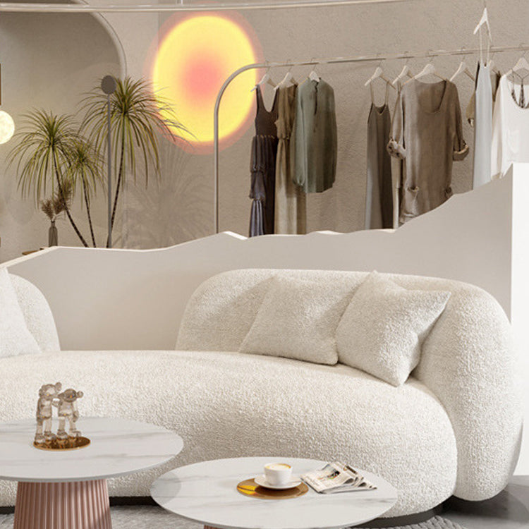 Divano di lana bianco contemporaneo con braccio di smoking e base nera per l'appartamento