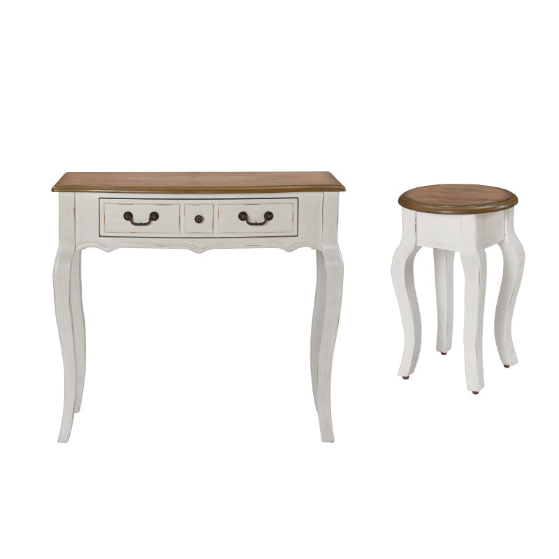 Victorian White Makeup Vanity Desk Table Solid Wood Dressing Table Stool Set Makeup Vanity & Stools Clearhalo 'Bedroom Furniture' 'furn' 'furn_makeup_vanities' 'Furniture' 'Makeup Vanities' 'makeup_vanities' 6235774