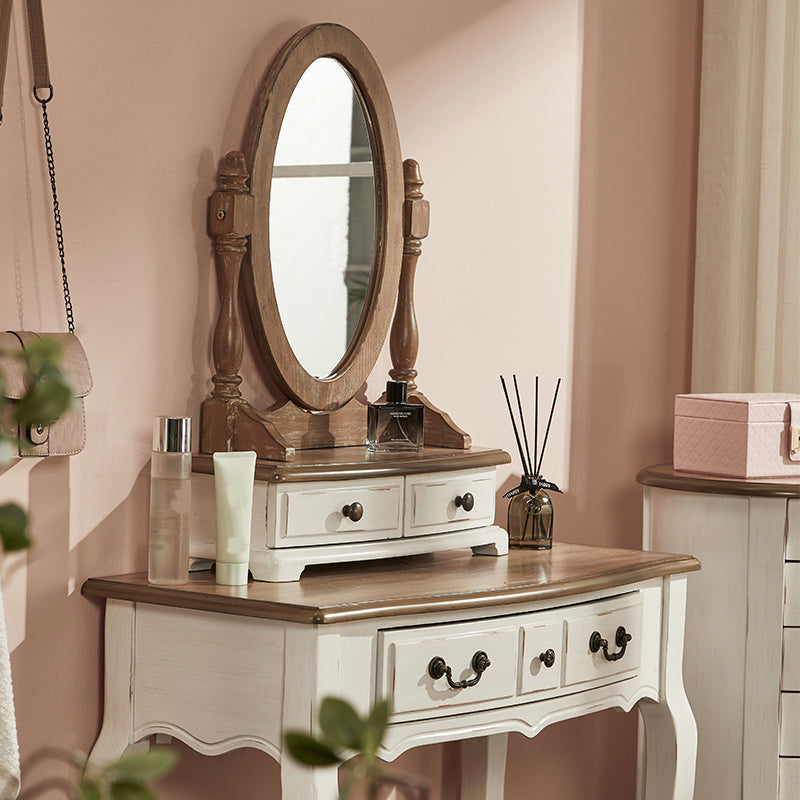 Victorian White Makeup Vanity Desk Table Solid Wood Dressing Table Stool Set Clearhalo 'Bedroom Furniture' 'furn' 'furn_makeup_vanities' 'Furniture' 'Makeup Vanities' 'makeup_vanities' 6235775