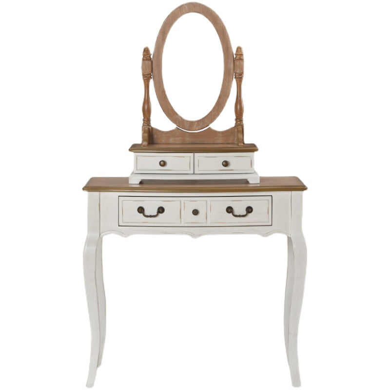 Victorian White Makeup Vanity Desk Table Solid Wood Dressing Table Stool Set Clearhalo 'Bedroom Furniture' 'furn' 'furn_makeup_vanities' 'Furniture' 'Makeup Vanities' 'makeup_vanities' 6235777