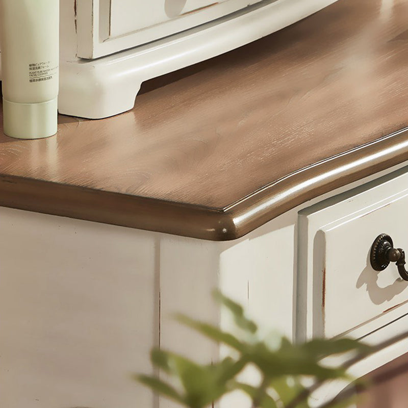 Victorian White Makeup Vanity Desk Table Solid Wood Dressing Table Stool Set Clearhalo 'Bedroom Furniture' 'furn' 'furn_makeup_vanities' 'Furniture' 'Makeup Vanities' 'makeup_vanities' 6235778