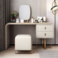 Glam Vanity Table and Stool Set 2-Drawer Faux Leather Vanity Dressing Table