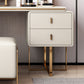 Glam Vanity Table and Stool Set 2-Drawer Faux Leather Vanity Dressing Table